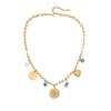 [Ice Moe] Collar de dopamina con flor turquesa y lazo cruzado de acero inoxidable N1485