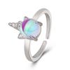 Anillo de Luna de Unicornio Femenino Lujo Ligero Celebridad de Internet Moda Personalidad Anillo Diseño de Nicho Abierto Ajustable