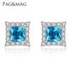 PAG &amp; MAG Pendientes Primavera S925 Pendientes de Plata para Mujer Pendientes con Gemas Microincrustadas Joyería Simple de Moda de Viento Frío