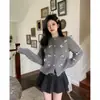 Design de Indústria Pesada Cardigan de Tricô de Alta Qualidade Estilo Laço Pequeno Estilo Chanel Feminino Outono e Inverno 2024 Nova Jaqueta Cinza