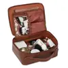 Bolsa de Cosméticos Personalizada Nueva Portátil de Gran Capacidad Estuche Cosmético de PU con Espejo Portátil Caja de Almacenamiento de Cosméticos Bordada