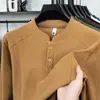 Camisa Térmica de Manga Longa Masculina Dupla Face Quente e Amiga da Pele para Outono e Inverno, Camiseta Masculina Gola Alta Lisa Ajustada