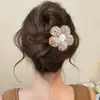 Presilha de bico de pato marrom de cachorro coreano, presilha elegante para coque torcido, presilha de cabelo volumizadora para a parte de trás da cabeça, acessório de cabelo de alta qualidade