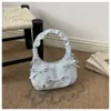 Mochila com Textura Estampada 2026 Bolsa de Mão Fashion Simples Nicho Feminina Estilo Coreano Bolinhas Bolsa de Ombro Único Transversal com Corrente