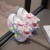 Tênis femininos, nova coleção outono 2026, tênis chunky estilo princesa infantil, sapatos twist com sola macia que acendem, design em malha