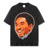 Camiseta con estampado de celebridades de baloncesto, sencilla, transfronteriza, estilo americano, vintage, lavada, holgada, de peso pesado, informal, de manga corta, moderna.