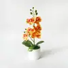 Planta artificial de orquídea phalaenopsis de 6 flores estilo europeo en maceta para decoración del hogar y la sala de estar, bonsái de planta verde con tacto realista, adorno de maceta de flores artificiales