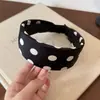 Diadema de Esponja con Puntos Blancos y Negros Estilo Coreano para Mujer, Para Presionar el Cabello, Versión Ancha, Moderna, Versátil, Aro para el Cabello, Accesorio de Lujo para el Cabello, Pinza para el Cabello para Lavarse la Cara