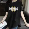 Comércio Eletrônico Transfronteiriço Desembaraço Manga Curta Feminina Soltinha Tamanho Grande Roupas Femininas Meio Comprido Manga Meia-Manga Camiseta Top Cobre a Barriga Parece Magra