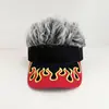 Gorra de peluca impresa de moda transfronteriza para hombre, gorra de béisbol de una sola pieza divertida de hip-hop europeo y americano para exteriores con peluca simulada y visera solar