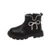 Botas Estilo Martin para Niñas 2025 Otoño/Invierno Nuevo Estilo Forradas de Felpa Cálidas Botines Cortos para Niños Elegantes Zapatos de Princesa Botas de Suela Suave para Niñas