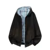 Cardigan Reversível Xadrez com Capuz Acu Roupas Masculinas para Homens e Mulheres, Marca Tendência Primavera e Outono Jaqueta Top Falsa de Duas Peças para Casal.