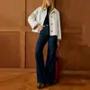 Coleção Outono 2026: Moda Feminina Estilo Europeu e Americano, Jaqueta Curta Minimalista Lisa Elegante para o Trabalho com Gola de Botão