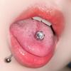 Anillos para Piercing de Lengua Estilo Europeo y Americano Acero Inoxidable Zircón Brillante Nicho Moda Joyería para Piercing Tachuelas para Lengua Venta al por Mayor