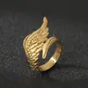 Anillo Guardián Ala Moda Mancha Retro Personalidad Europea y Americana Alas de Ángel Pluma Acero Inoxidable Anillo para Hombre