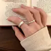 Anillo Versátil Abierto Yun Chao Xuan de Plata de Ley S925 Estilo Vintage Textura Arrugada Irregular Simple
