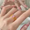 Atacado novo Vietnã ouro temperamento sênior anel de pedra preciosa rosa temperamento moda perfeito temperamento requintado alta cor