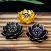 Aleación de fábrica pequeño loto dorado hilo de incienso portainciensos poroso quemador de incienso de loto ceremonia de incienso en casa accesorios para ceremonia del té