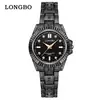Relojes de Moda Longbo para Hombre y Mujer con Incrustaciones de Diamantes para Comercio Exterior, Relojes de Pareja de Venta Caliente Transfronteriza, Relojes de Cuarzo con Correa de Acero Impermeables Luminosos