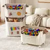 Caja de almacenamiento para juguetes infantiles con ruedas, gran capacidad, organizador para muñecas de bebé, caja de almacenamiento para el hogar para bloques de construcción y bocadillos
