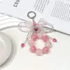 Cadena para Teléfono con Lazo de Perlas Rosa Dulce Nuevo de Verano Colgante para Bolso Mariposa Rosa con Pedrería Llavero