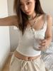 Camisole de Renda Elegante para o Verão, Curta, Slim-fit, Top Estilo Hot Girl para Mulheres