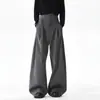 Pantalones Rayados de Pierna Recta Acampanada de Cintura Alta Bordados con Pliegues Estilo Zen Cinta de Kendo Drapeado Pantalones Casuales Vintage