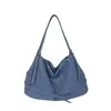 2026 Nova Moda Estilo Coreano Bolsa Tote Macia Azul Denim Azul Grande Capacidade, Bolsa de Ombro/Axila Versátil Casual de Nicho