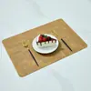 Manteles Individuales de Cuero con Patrón de Tela Estilo Nórdico para Mesa de Comedor, Manteles Aislantes para el Hogar de Doble Cara, Manteles Individuales Cuadrados Estilo Occidental para Hotel, Impermeables