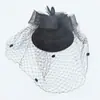 Chapéu Cloche de Pena Vintage com Tela de Flores Headdress de Noiva Europeu e Americano Chapéu Cloche de Baile dos Anos 1920 Jockey Club