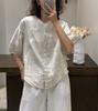 Camisa de lino para mujer, estilo retro artístico, holgada, con costuras de nicho, manga tipo cárdigan, verano 5807