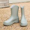Nuevas botas de lluvia de otoño e invierno de red para mujer de media caña antideslizantes impermeables botas de lluvia zapatos de agua zapatos de goma resistentes al desgaste para hacer ejercicio combinan con todo