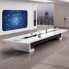 Mesa de conferencias con pintura para hornear, mesa larga, muebles modernos sencillos, mesa de negociación blanca, mesa de oficina mediana y grande, combinación de mesa y silla para sala de conferencias