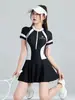 Traje de baño nuevo de una pieza para mujer, que cubre el vientre, adelgazante, color sólido, simple, sexy, conservador, realza el busto pequeño, para aguas termales