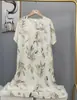 Novo Pijama de Algodão e Seda 2025 para Mulheres, Verão Fino Tamanho Grande, Vestido Longo de Algodão Artificial de Manga Curta para Usar por Cima