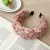 Diadema Ancha con Gradiente de Cereza y Giro Corona Alta para Niña Muestra Volumen del Cabello Diadema para Lavado de Cara de Celebridad de Internet Pinza para el Cabello Accesorio para el Cabello