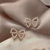 Pendientes de Botón con Lazo y Perla de Temperamento Suave Estilo Coreano Aguja de Plata S925 Diseño de Nicho Exquisitos Accesorios para Pendientes