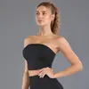 Top de Yoga Bandeau Fruncido Sin Tirantes Transpirable Ajustado Antideslizante Sujetador Deportivo para Correr Ropa de Fitness Ropa de Yoga