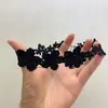 Gargantilla de Encaje Negro y Blanco con Flor de Nicho Cadena de Clavícula de Moda Gargantilla para Mujer
