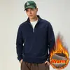 Sudadera Nueva de Otoño 2026 con Media Cremallera y Cuello Alto para Hombre, Top de Color Sólido, Corte Holgado, Hombros Caídos, Manga Larga para Hombre