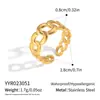 Anillo Abierto de Acero de Titanio que No se Desvanece para Mujer Ins Anillo Retorcido de Doble Capa Hueco de Acero Inoxidable Oro de 18K Venta al por Mayor