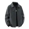 Jaqueta Masculina de Camurça Primavera e Outono Novo Estilo Gola Lapela Solta Jaqueta de Trabalho Impermeável Respirável à Prova de Vento Tendência Casual Top