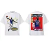 James Fei American Street Cross-border Impressão Direta Tecido Pesado Algodão Puro Unissex Manga Curta Camiseta Gola Pequena Manga Longa