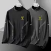 Camiseta interior térmica de manga larga para hombre, color liso, forro polar de doble cara cepillado, cuello medio alto, base engrosada, para otoño e invierno
