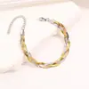 Pulsera Europea y Americana Minimalista de Tres Capas Transfronteriza para Mujer, Pulsera de Acero de Titanio con Diseño de Serpiente Plana, Lujo Ligero Dorado, No se Desvanece, Venta al por Mayor
