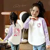 Nova Camiseta de Manga Longa Color Block Estilo Coreano para Meninas, Base para Primavera e Outono, Top Elegante de Outono Slim Fit para Crianças