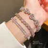 Pulsera de flor y mariposa con gema rosa Padparadscha, sensación de lujo ligero y alta gama, accesorio de moda elegante y dulce para banquetes