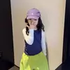 Conjunto de Ropa de Primavera para Niñas 2026 Nuevo Estilo Popular Este Año Más Vendido Súper Bonito Chaleco Azul Pantalones Casuales Verdes para Niños
