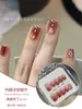 Unhas Vestíveis Popular de Gatinho de Alto Padrão com Pedras de Vidro, Arte de Unhas Totalmente Feita à Mão, Adesivos de Unha Removíveis Versáteis, Produto Acabado