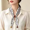 Collar de Bufanda de Seda con Cadena de Tres Cuentas de Anacardo, Accesorio de Bufanda para Traje de Vestir Vintage, Pulsera, Bufanda de Seda con Cadena de Tres Cuentas de Anacardo Estilo Coreano